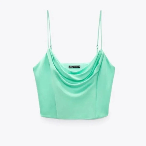 Zara SATIN EFFECT CROP TOP - Picture 7 of 16